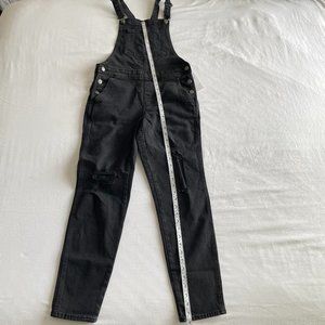 OG Straight Black-Wash Ripped Jean Overalls